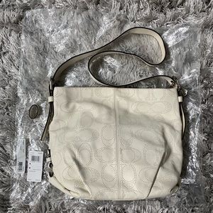 Coach East/West Perforated Leather Hobo